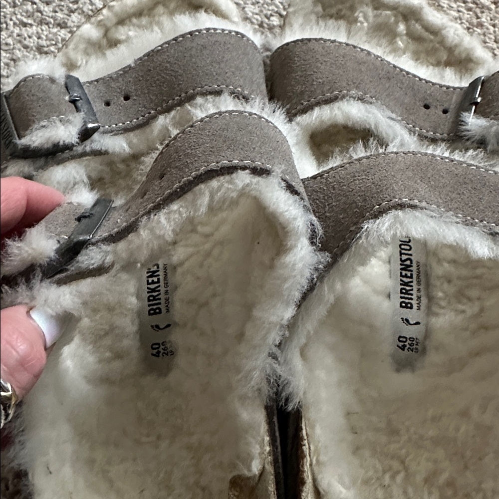 Birkenstock shearling lined Arizona grey sandals sz 40 9 - Picture 4 of 10